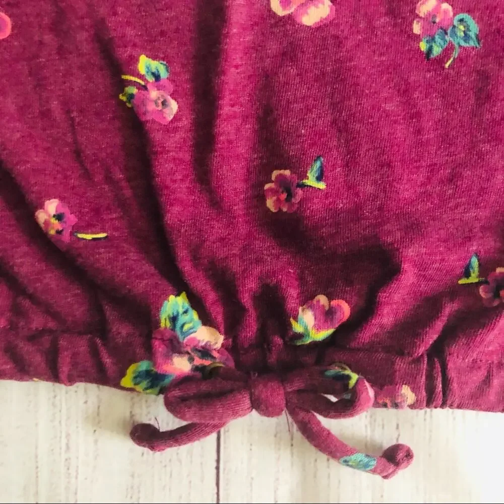 Old Navy Girl’s Maroon Floral Blouse Sz XS (5)